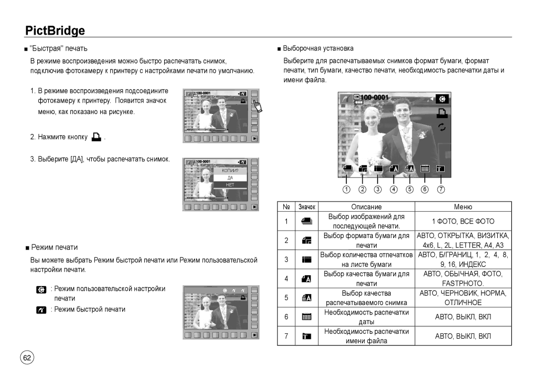 Samsung EC-NV40ZSDA/E3, EC-NV40ZBDA/E3, EC-J45ABDA/EU3, EC-NV40ZBBA/RU manual Быстрая печать, Режим печати, Fastphoto 