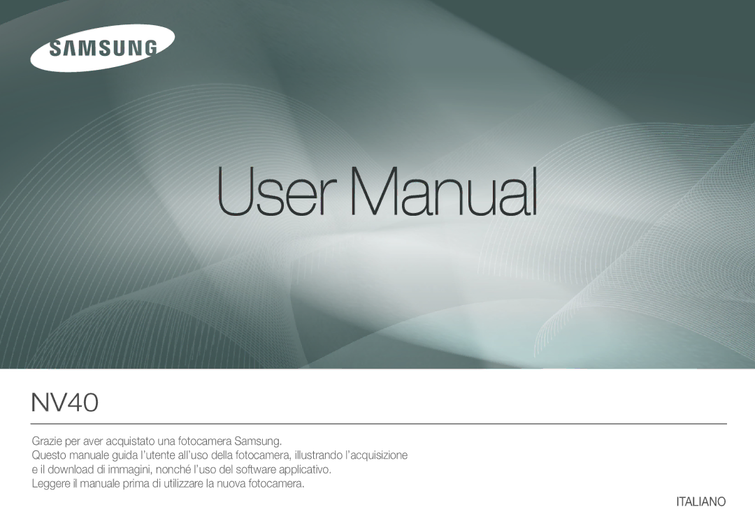 Samsung EC-NV40ZBDA/E3, EC-NV40ZSDA/E3, EC-NV40ZBBA/E2, EC-NV40ZSBA/E2, EC-NV40ZBBB/IT, EC-NV40ZSBB/E1 manual Italiano 