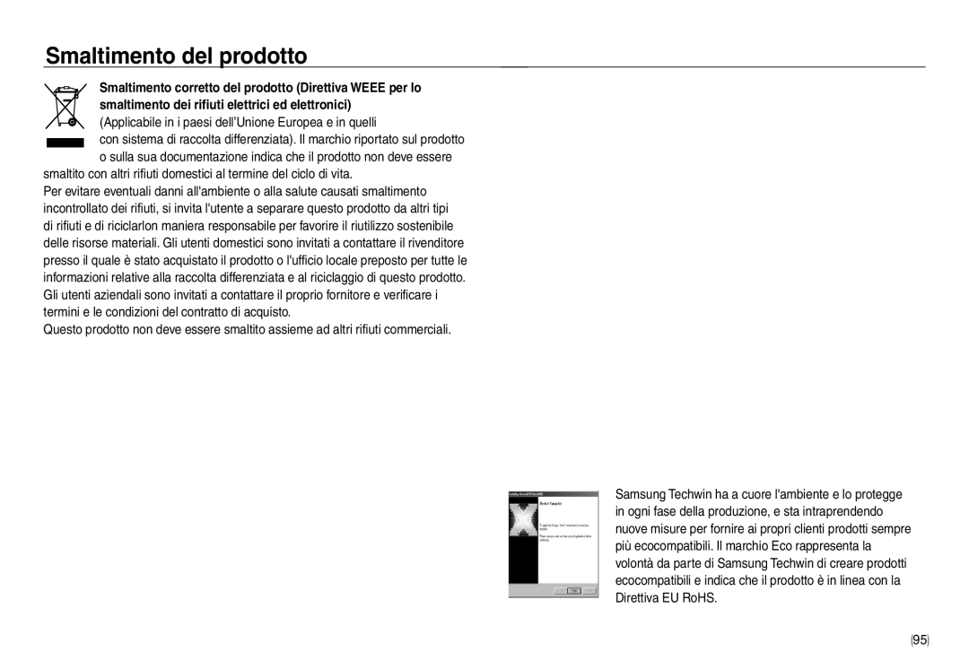 Samsung EC-NV40ZSDA/E3, EC-NV40ZBDA/E3 Smaltimento del prodotto, Applicabile in i paesi dell’Unione Europea e in quelli 