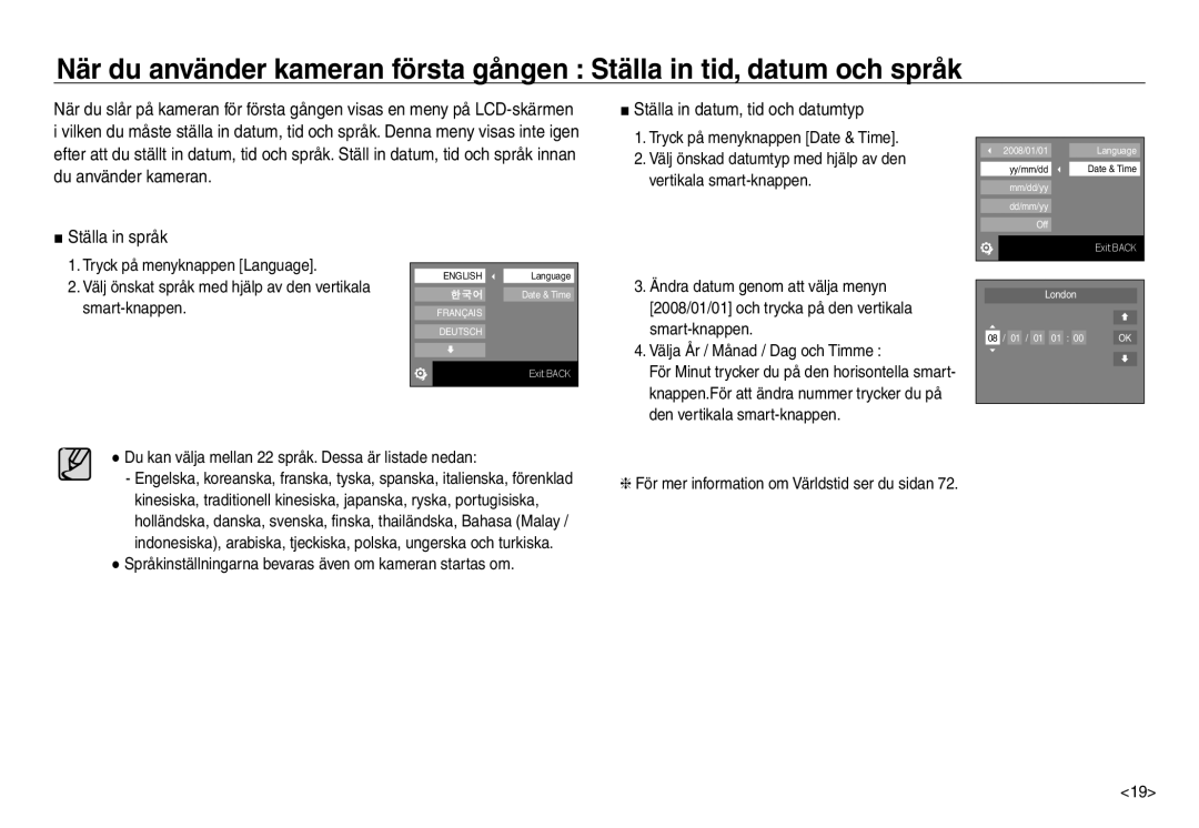 Samsung EC-NV40ZSDA/E3, EC-NV40ZBDA/E3, EC-NV40ZBBA/E2, EC-NV40ZSBA/E2 manual Ställa in språk 