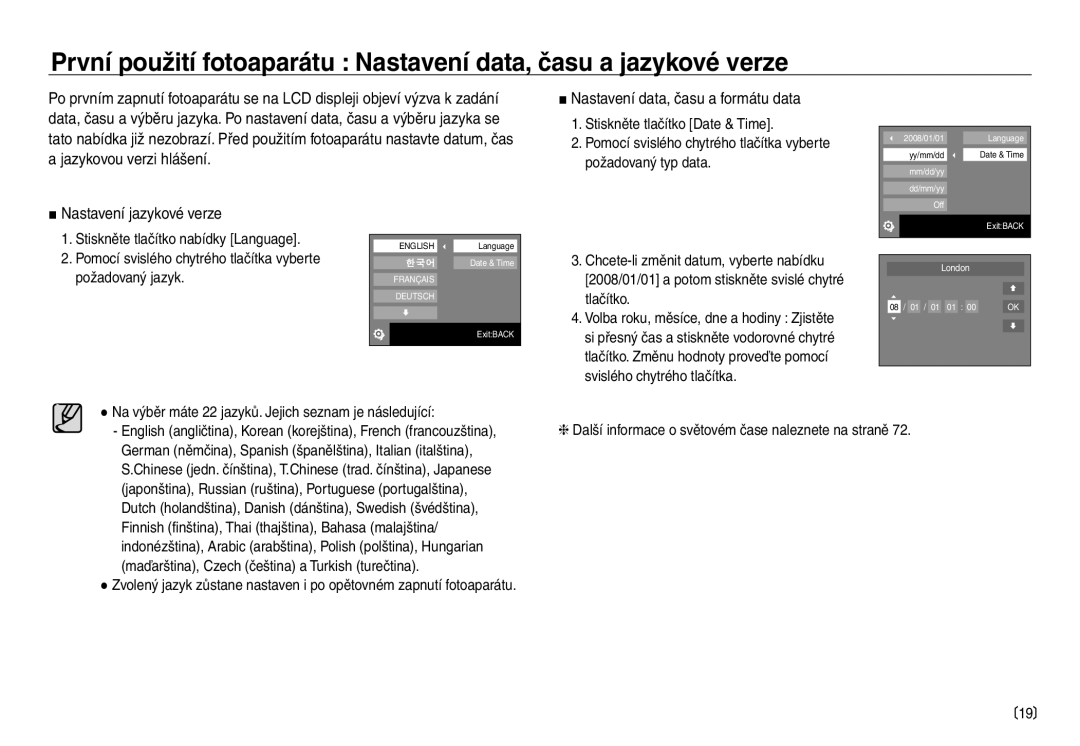 Samsung EC-NV40ZSDA/E3, EC-NV40ZBDA/E3 manual Nastavení jazykové verze 