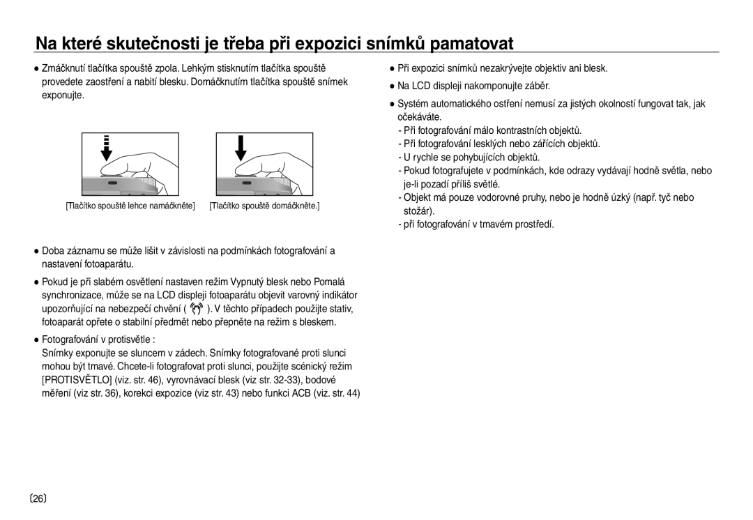 Samsung EC-NV40ZBDA/E3 manual Na které skutečnosti je třeba při expozici snímků pamatovat, Fotografování v protisvětle 