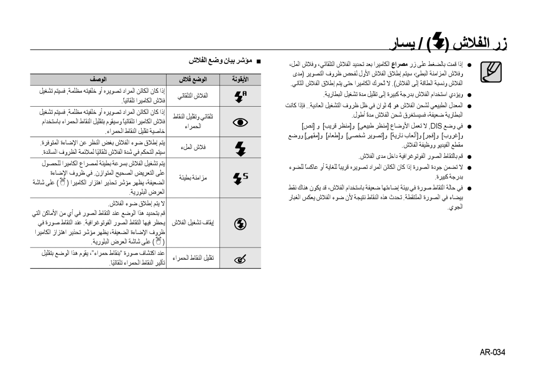 Samsung EC-NV4ZZTBF/E1, EC-NV4ZZPBA/FR, EC-NV4ZZSBA/E3, EC-NV4ZZPBA/E3 manual شﻼﻔﻟا ﻊﺿو نﺎﻴﺑ ﺮﺷﺆﻣ „, ﻒﺻﻮﻟا شﻼﻓ ﻊﺿﻮﻟا ﺔﻧﻮﻘﻳﻷا 