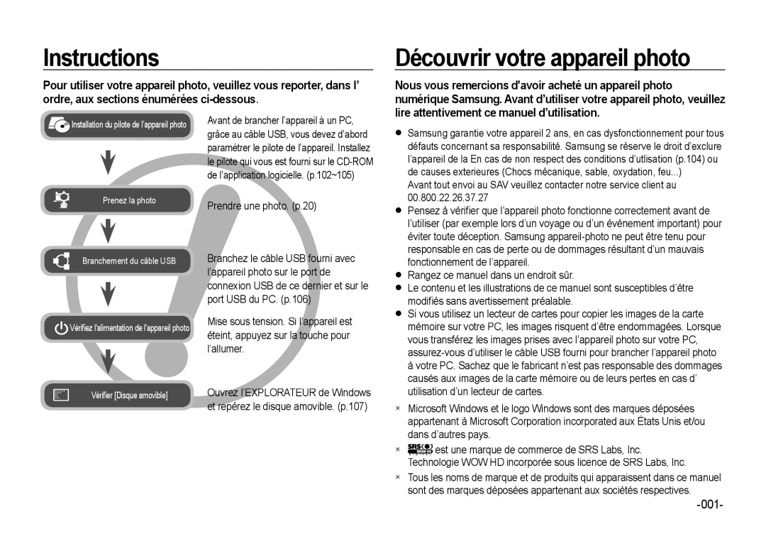 Samsung EC-NV4ZZPBA/E3, EC-NV4ZZPBA/FR, EC-NV4ZZSBA/E3, EC-NV4ZZBBA/FR manual Instructions, Découvrir votre appareil photo 