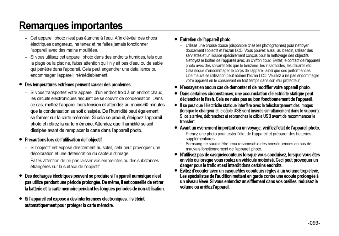 Samsung EC-NV4ZZTBB/FR manual  Des températures extrêmes peuvent causer des problèmes,  Entretien de lappareil photo 