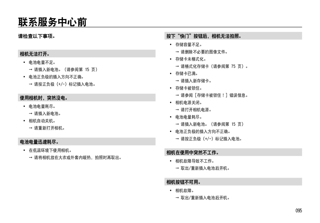 Samsung EC-NV4ZZPBA/FR, EC-NV4ZZSBA/E3, EC-NV4ZZPBA/E3, EC-NV4ZZBBA/FR, EC-NV4ZZTBB/FR, EC-NV4ZZTBB/E3, EC-NV4ZZBBA/E3 联系服务中心前 