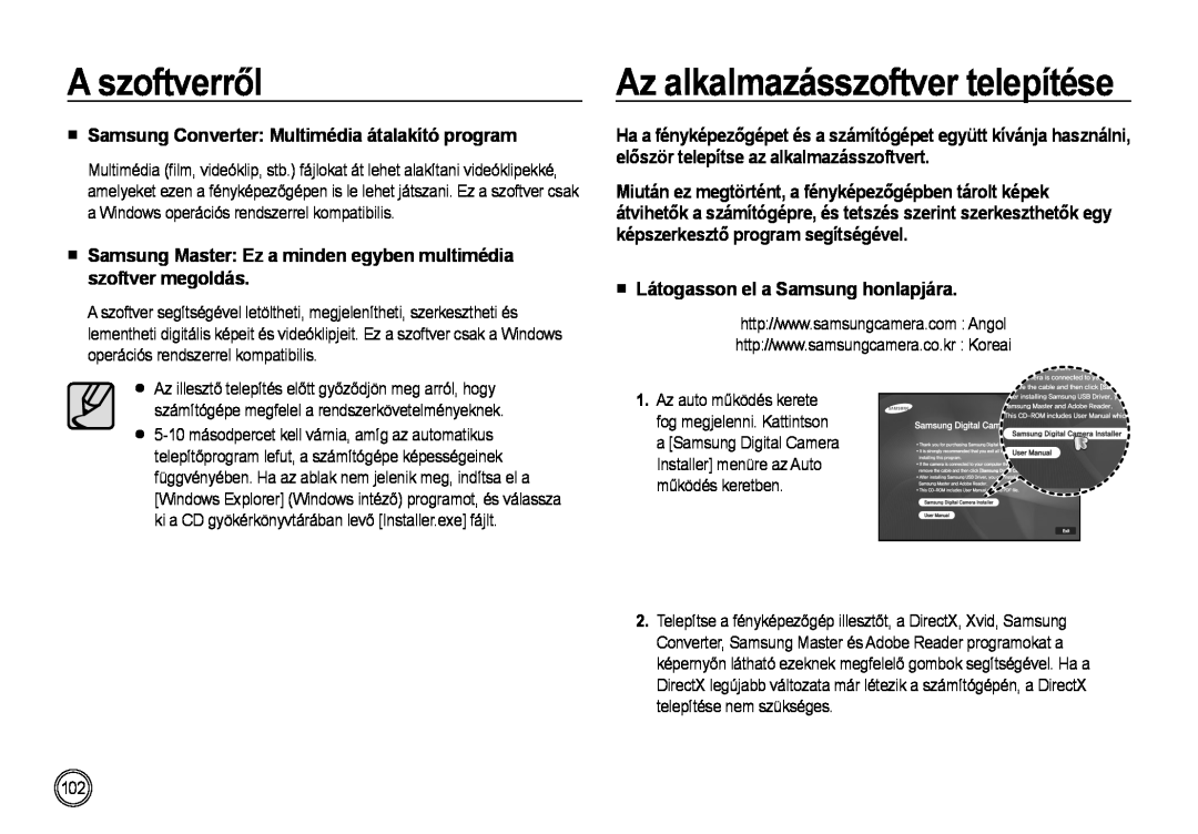 Samsung EC-NV4ZZSBA/FR Az alkalmazásszoftver telepítése, Samsung Converter Multimédia átalakító program, A szoftverről 