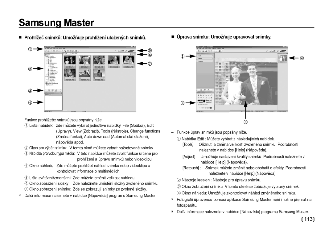 Samsung EC-NV4ZZSBA/E3, EC-NV4ZZBBA/E3 manual Funkce prohlížeče snímků jsou popsány níže, Nápověda apod 