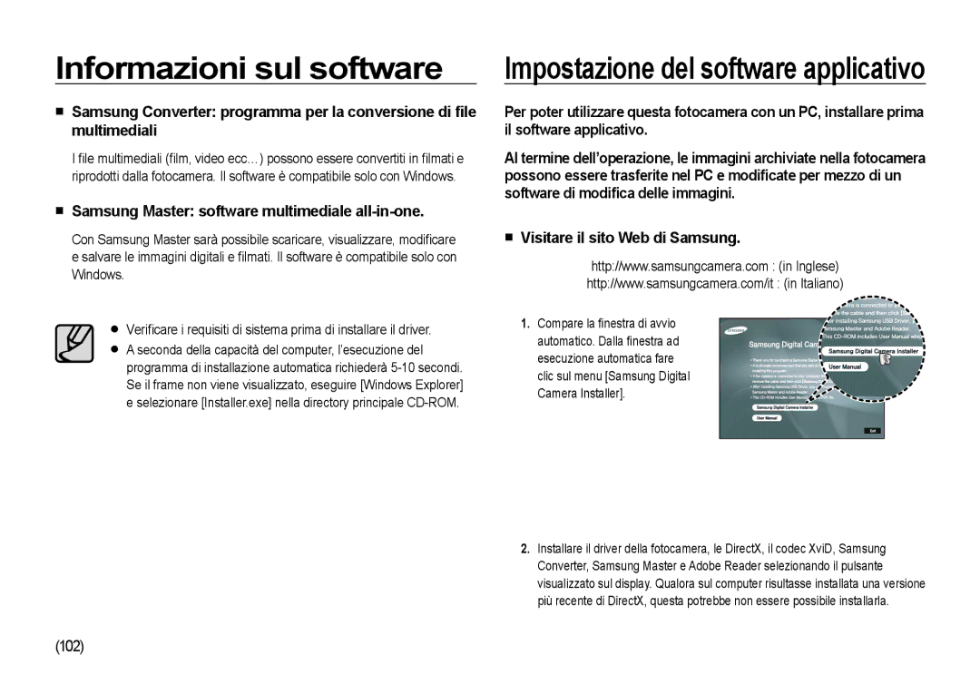 Samsung EC-NV4ZZBBA/E1, EC-NV4ZZSBA/E3 Samsung Master software multimediale all-in-one, Visitare il sito Web di Samsung 