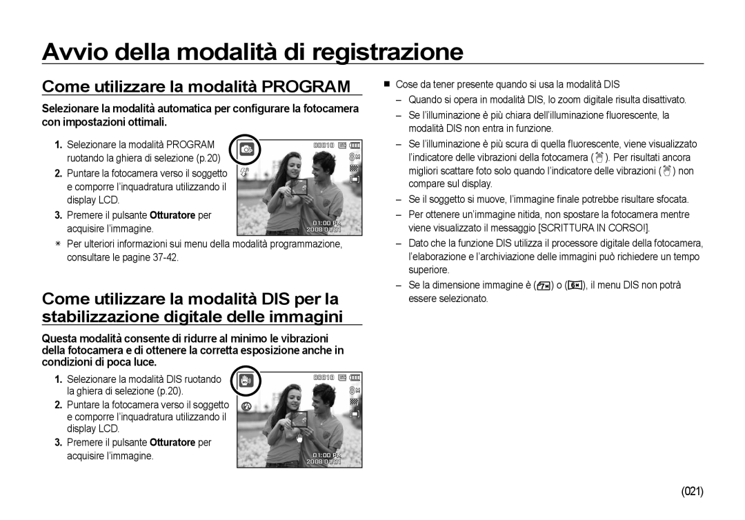 Samsung EC-NV4ZZSBB/E1, EC-NV4ZZSBA/E3, EC-NV4ZZPBA/E3, EC-NV4ZZTBB/E3, EC-NV4ZZBBA/E3 Come utilizzare la modalità Program 