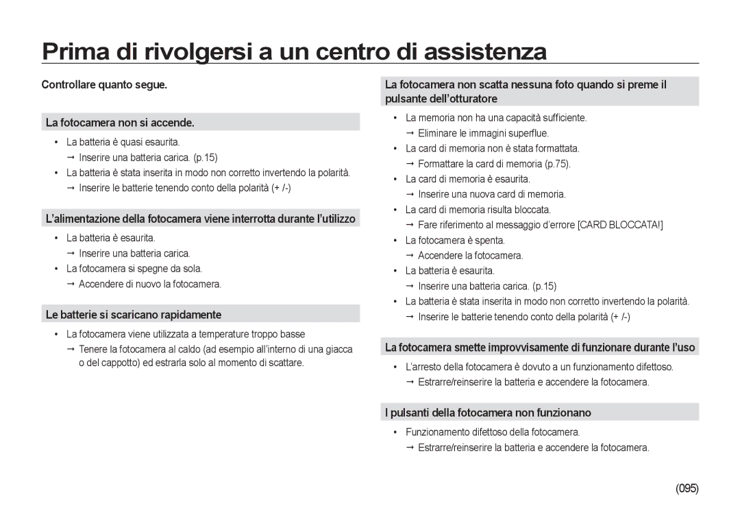 Samsung EC-NV4ZZBBB/E1, EC-NV4ZZSBA/E3 Prima di rivolgersi a un centro di assistenza, Le batterie si scaricano rapidamente 