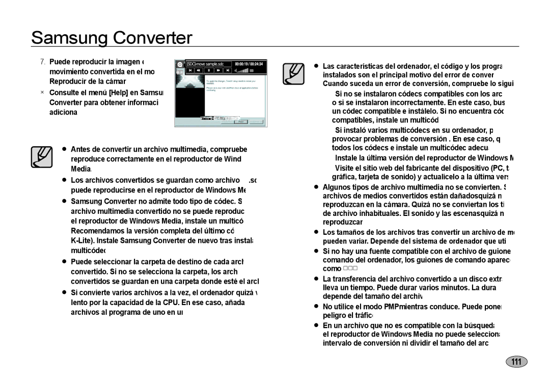 Samsung EC-NV4ZZTBE/E1, EC-NV4ZZSBA/E3, EC-NV4ZZPBA/E3 manual Instale la última versión del reproductor de Windows Media 