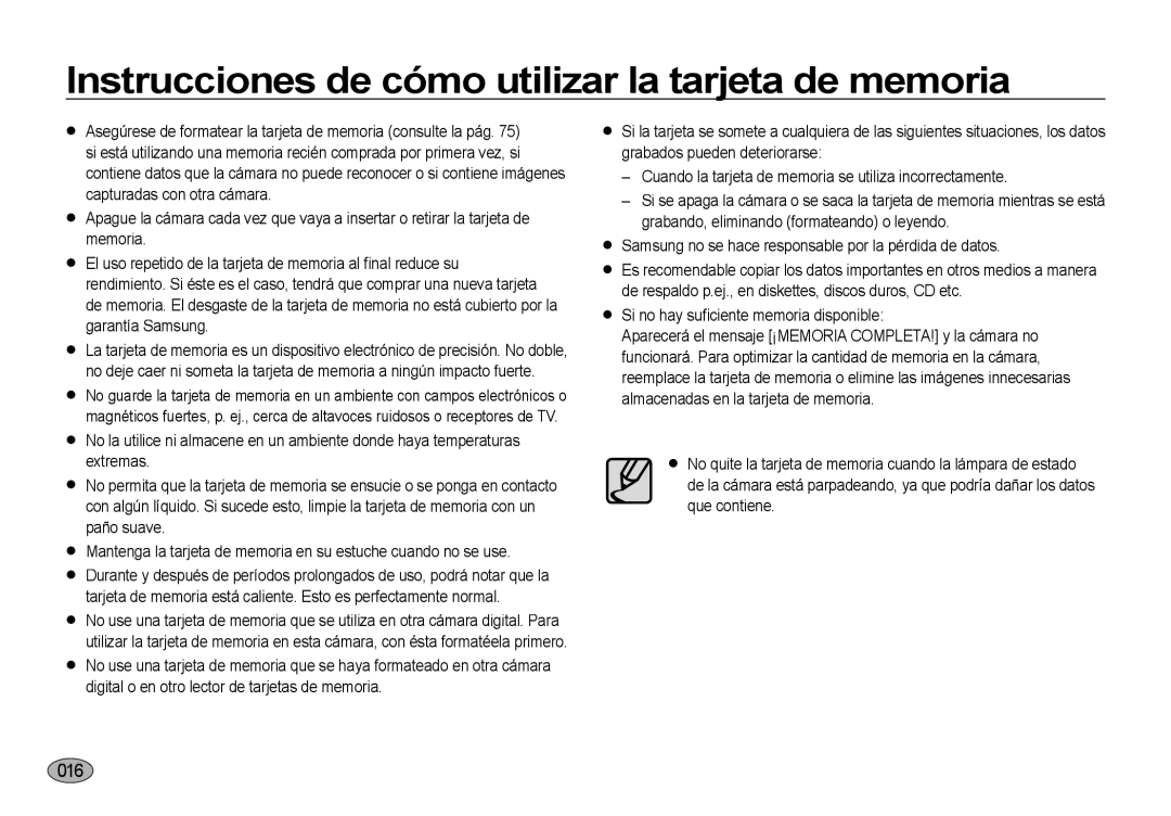 Samsung EC-NV4ZZBBB/E1, EC-NV4ZZSBA/E3, EC-NV4ZZPBA/E3, EC-NV4ZZTBB/E3 Instrucciones de cómo utilizar la tarjeta de memoria 