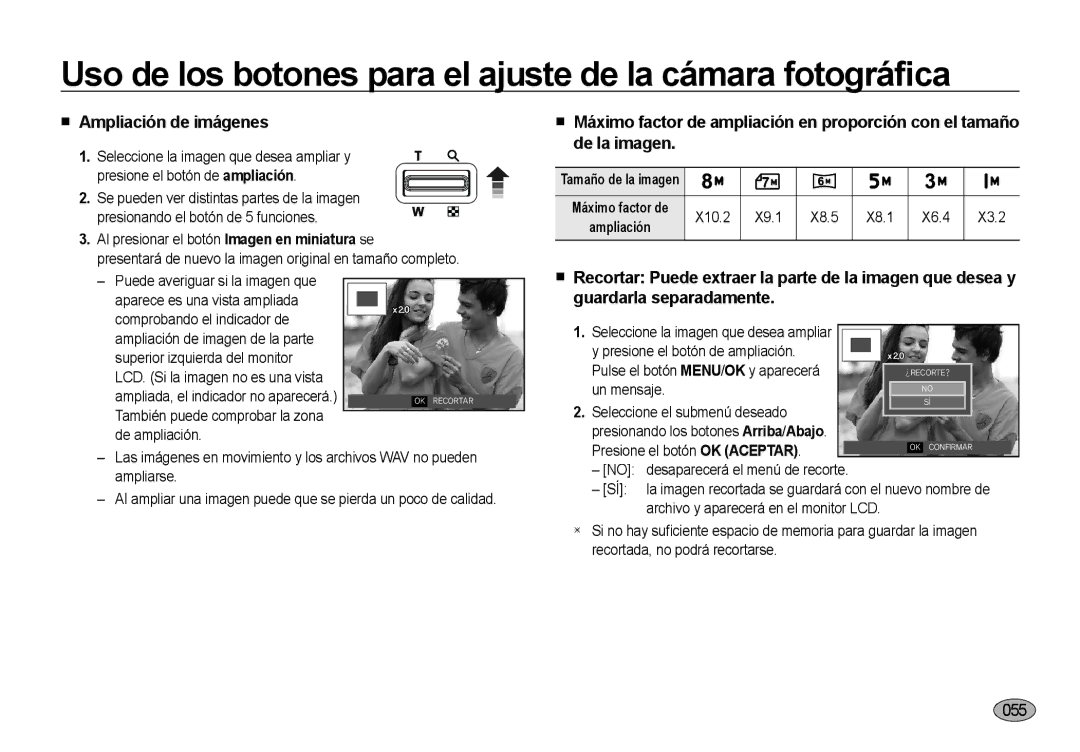 Samsung EC-NV4ZZPBC/E1, EC-NV4ZZSBA/E3 manual  Ampliación de imágenes, Se pueden ver distintas partes de la imagen 