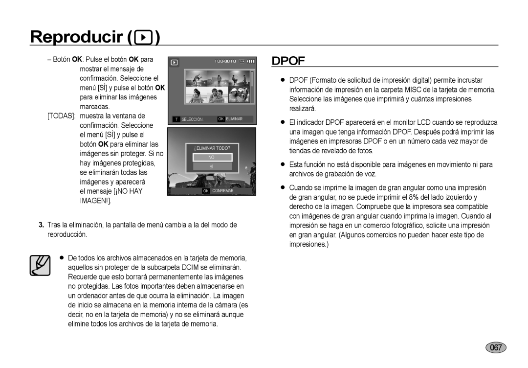 Samsung EC-NV4ZZPBC/E1, EC-NV4ZZSBA/E3, EC-NV4ZZPBA/E3, EC-NV4ZZTBB/E3, EC-NV4ZZBBA/E3, EC-NV4ZZTBE/E1 manual Reproducir, Dpof 