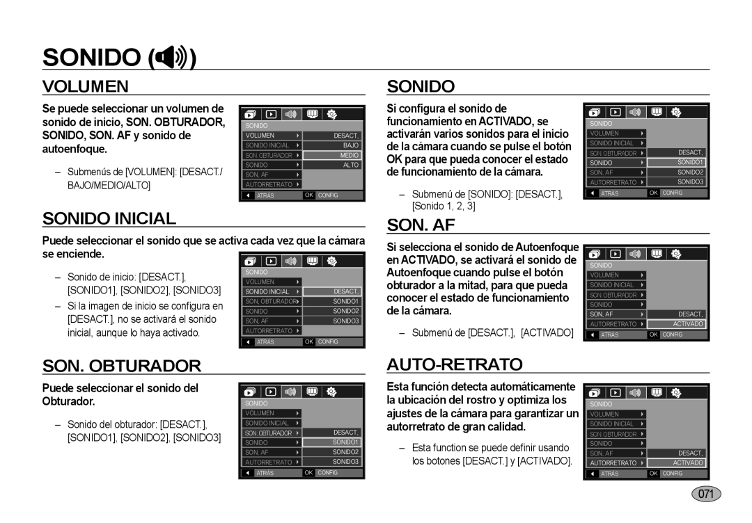 Samsung EC-NV4ZZSBA/E3, EC-NV4ZZPBA/E3, EC-NV4ZZTBB/E3, EC-NV4ZZBBA/E3, EC-NV4ZZTBE/E1, EC-NV4ZZBBB/E1, EC-NV4ZZSBB/E1 Sonido 