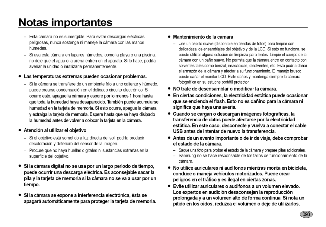 Samsung EC-NV4ZZBBA/E1, EC-NV4ZZSBA/E3, EC-NV4ZZPBA/E3  Atención al utilizar el objetivo,  Mantenimiento de la cámara 