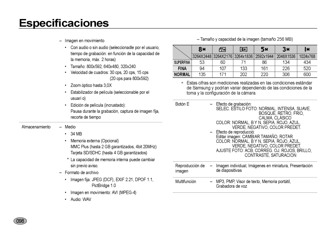 Samsung EC-NV4ZZBBA/E3, EC-NV4ZZSBA/E3, EC-NV4ZZPBA/E3, EC-NV4ZZTBB/E3, EC-NV4ZZTBE/E1 CALMA, Clásico, CONTRASTE, Saturación 