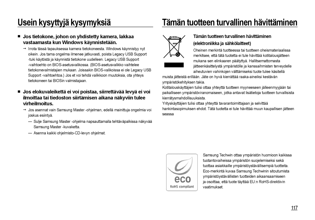 Samsung EC-NV4ZZBBA/E3, EC-NV4ZZSBA/E3, EC-NV4ZZPBA/E3, EC-NV4ZZTBB/E3 manual Tämän tuotteen turvallinen hävittäminen 