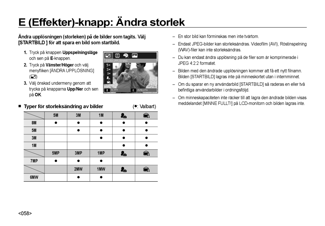 Samsung EC-NV4ZZBBA/E2, EC-NV4ZZSBA/E3, EC-NV4ZZPBA/E3, EC-NV4ZZTBB/E3, EC-NV4ZZBBA/E3 Effekter-knapp Ändra storlek, Valbart 