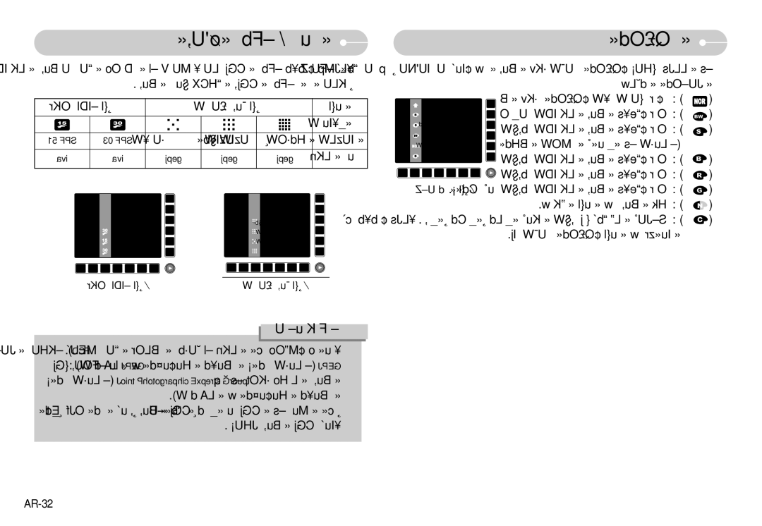 Samsung EC-NV7ZZBBJ/AS, EC-NV7ZZBBA/AS manual «ùU¸«‹ ±Fb‰ / …«∞πuœ, ≠OKr ±IDl Ël, «∞ul, «∞∑Q£Od«‹, AR-32 