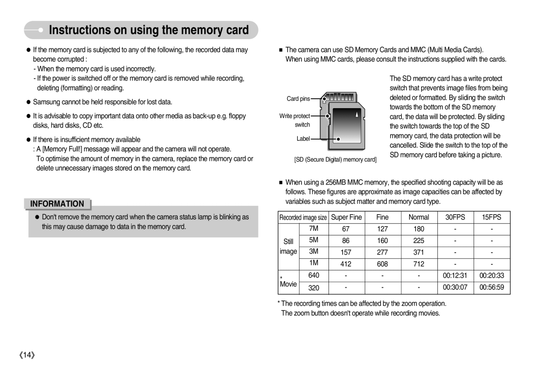 Samsung EC-NV7ZZBBA/FI, EC-NV7ZZBBC/DE, EC-NV7ZZBBA/FR, EC-NV7ZZBBB/E2, EC-NV7ZZBBB/FR Fine Normal, 30FPS 15FPS, Still, Image 