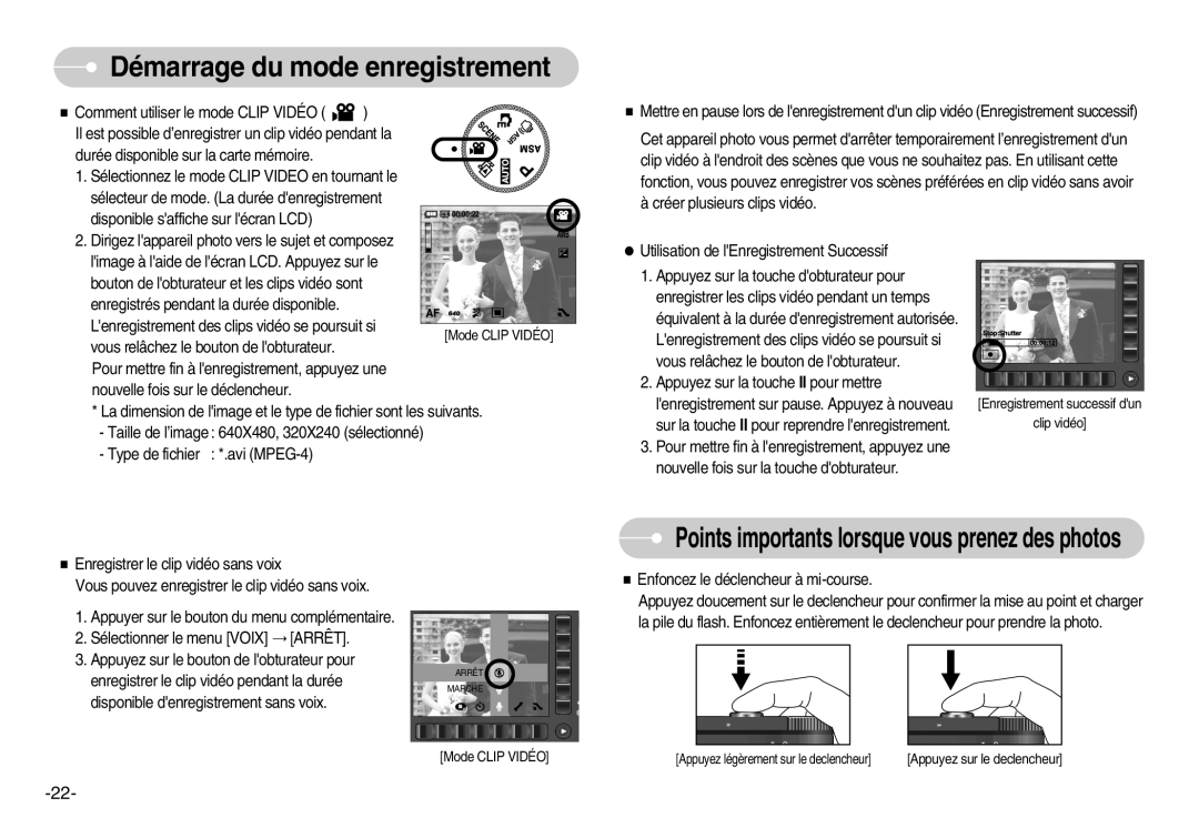 Samsung EC-NV7ZZBBB/FR, EC-NV7ZZBBC/DE, EC-NV7ZZBBA/FR, EC-NV7ZZBBB/E2 manual Points importants lorsque vous prenez des photos 