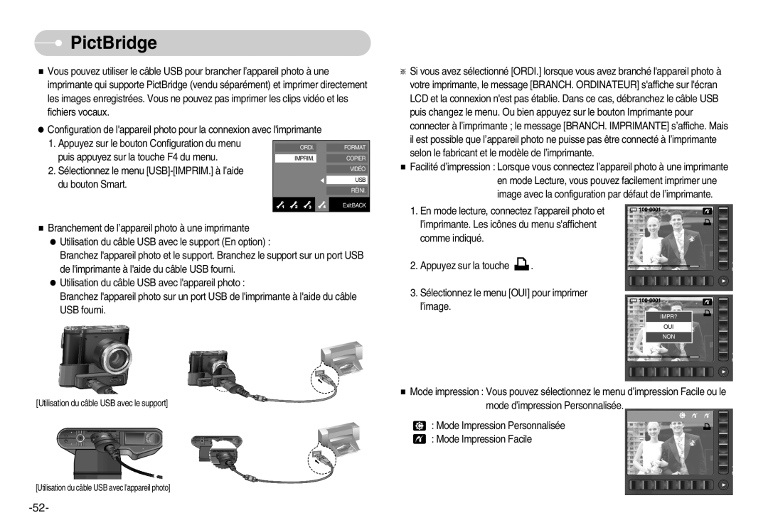 Samsung EC-NV7ZZBBA/FR, EC-NV7ZZBBC/DE, EC-NV7ZZBBB/E2, EC-NV7ZZBBB/FR manual PictBridge 