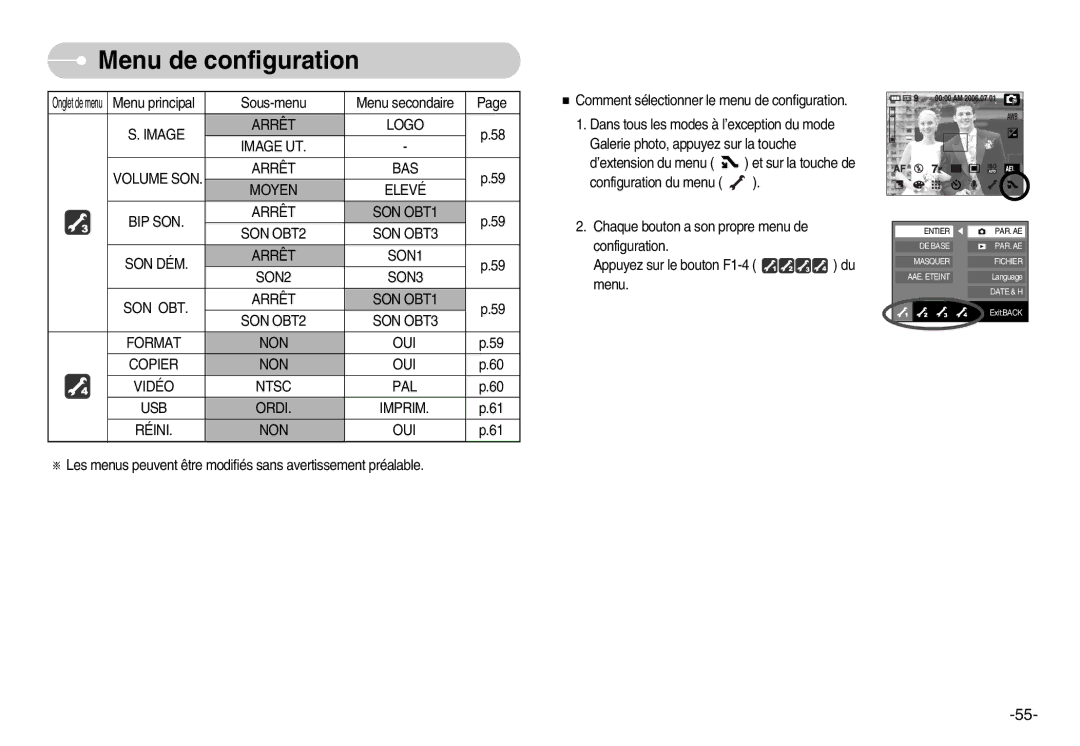 Samsung EC-NV7ZZBBC/DE, EC-NV7ZZBBA/FR, EC-NV7ZZBBB/E2, EC-NV7ZZBBB/FR manual Entier PAR. AE DE Base Masquer Fichier 