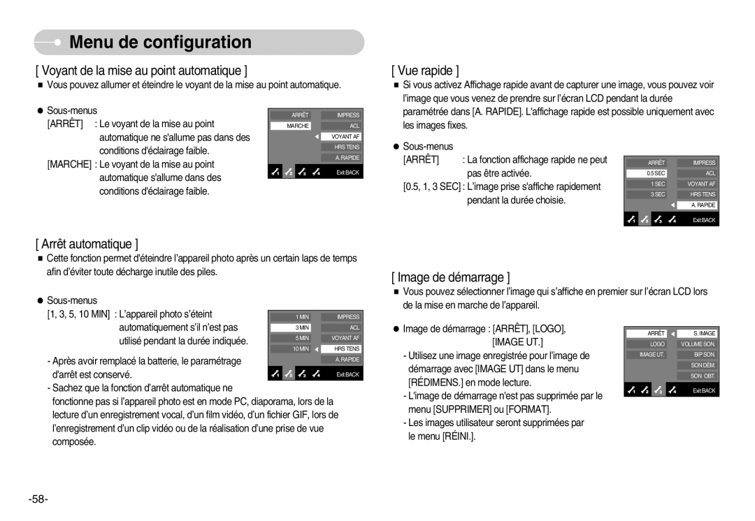 Samsung EC-NV7ZZBBB/FR, EC-NV7ZZBBC/DE, EC-NV7ZZBBA/FR, EC-NV7ZZBBB/E2 manual Voyant de la mise au point automatique 