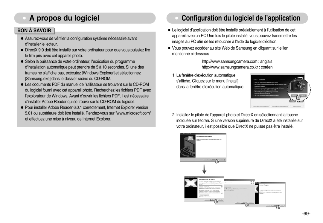 Samsung EC-NV7ZZBBB/E2, EC-NV7ZZBBC/DE, EC-NV7ZZBBA/FR, EC-NV7ZZBBB/FR manual Configuration du logiciel de l’application 