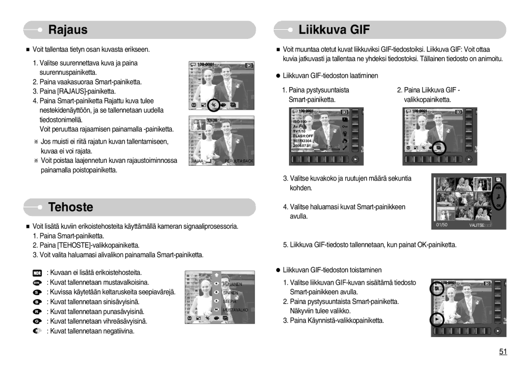 Samsung EC-NV7ZZBBC/DE, EC-NV7ZZBBB/E2, EC-NV7ZZBBA/FI, EC-NV7ZZBBC/E2 manual Rajaus, Liikkuva GIF 