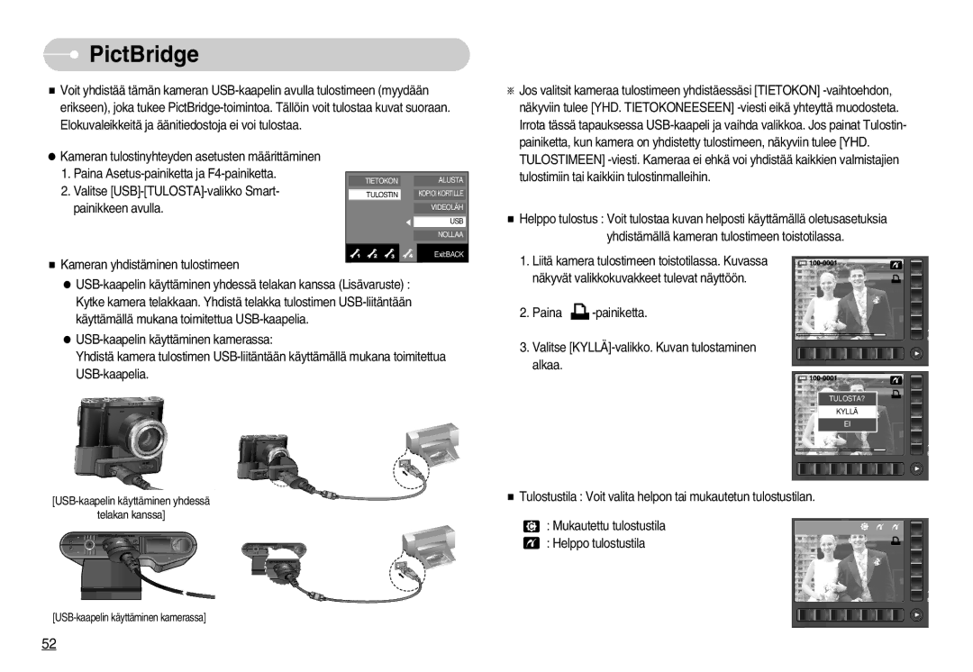 Samsung EC-NV7ZZBBB/E2, EC-NV7ZZBBC/DE, EC-NV7ZZBBA/FI, EC-NV7ZZBBC/E2 manual PictBridge 