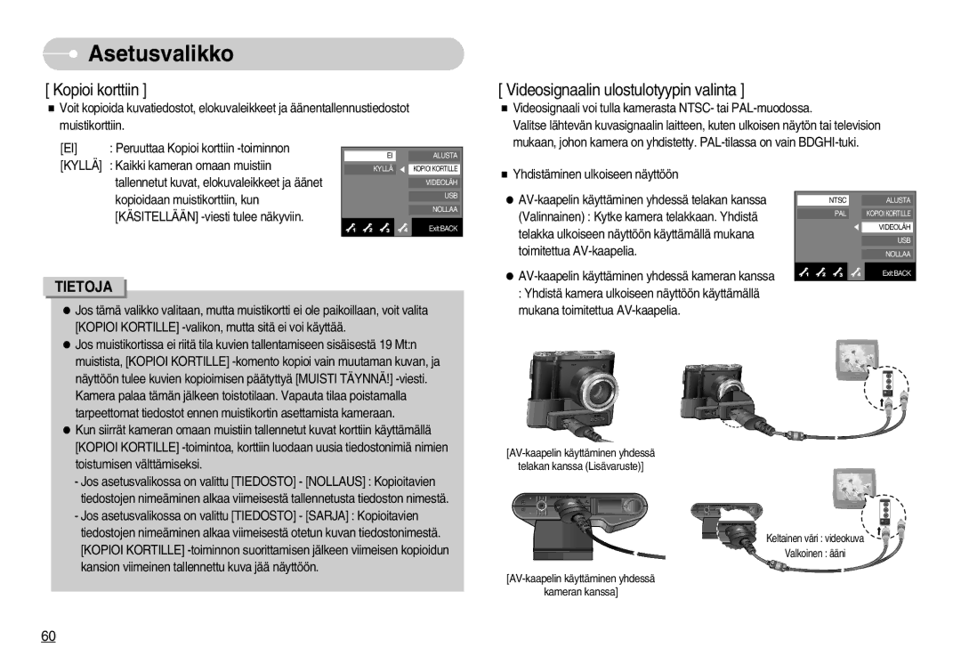 Samsung EC-NV7ZZBBB/E2, EC-NV7ZZBBC/DE, EC-NV7ZZBBA/FI, EC-NV7ZZBBC/E2 manual Kopioi korttiin 