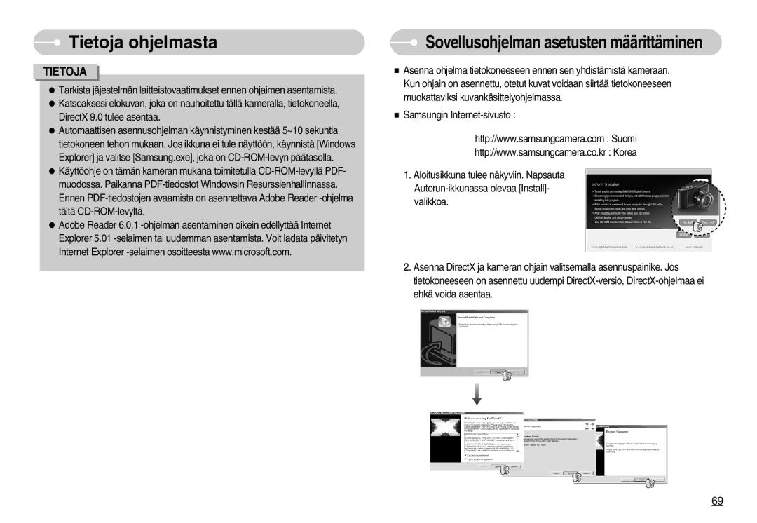 Samsung EC-NV7ZZBBA/FI, EC-NV7ZZBBC/DE, EC-NV7ZZBBB/E2, EC-NV7ZZBBC/E2 manual Sovellusohjelman asetusten määrittäminen 