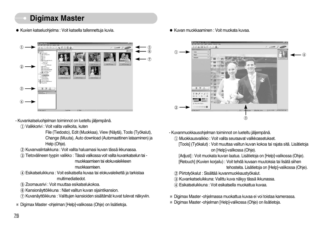 Samsung EC-NV7ZZBBB/E2, EC-NV7ZZBBC/DE, EC-NV7ZZBBA/FI, EC-NV7ZZBBC/E2 manual Digimax Master 