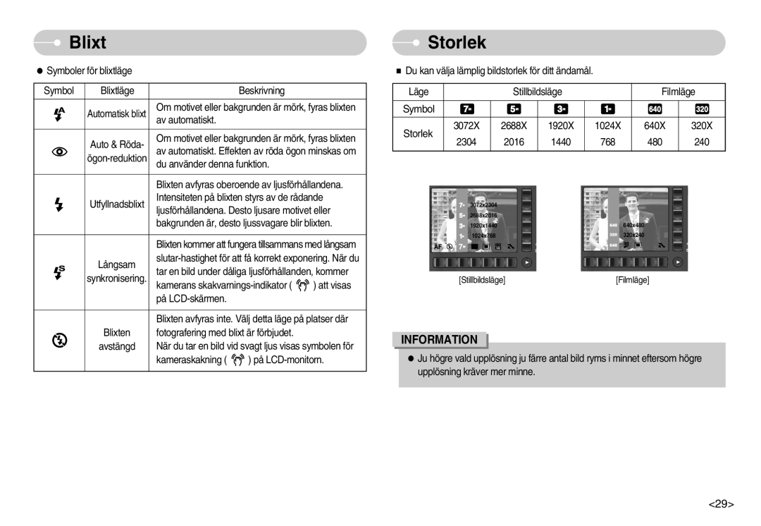 Samsung EC-NV7ZZBBA/FI, EC-NV7ZZBBC/DE, EC-NV7ZZBBB/E2, EC-NV7ZZBBC/E2 manual Storlek 