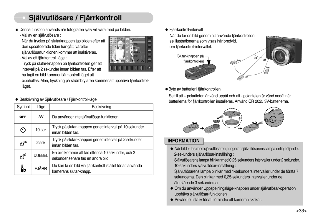 Samsung EC-NV7ZZBBA/FI, EC-NV7ZZBBC/DE, EC-NV7ZZBBB/E2, EC-NV7ZZBBC/E2 manual Självutlösare / Fjärrkontroll, Dubbel 