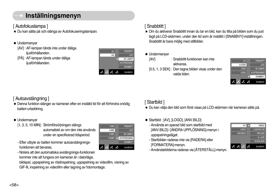 Samsung EC-NV7ZZBBC/E2, EC-NV7ZZBBC/DE, EC-NV7ZZBBB/E2, EC-NV7ZZBBA/FI manual Autofokuslampa 