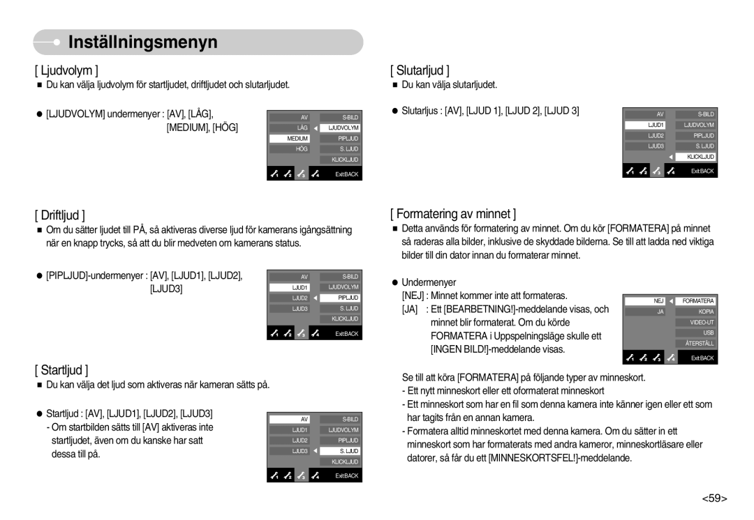 Samsung EC-NV7ZZBBC/DE, EC-NV7ZZBBB/E2, EC-NV7ZZBBA/FI, EC-NV7ZZBBC/E2 manual Ljudvolym 