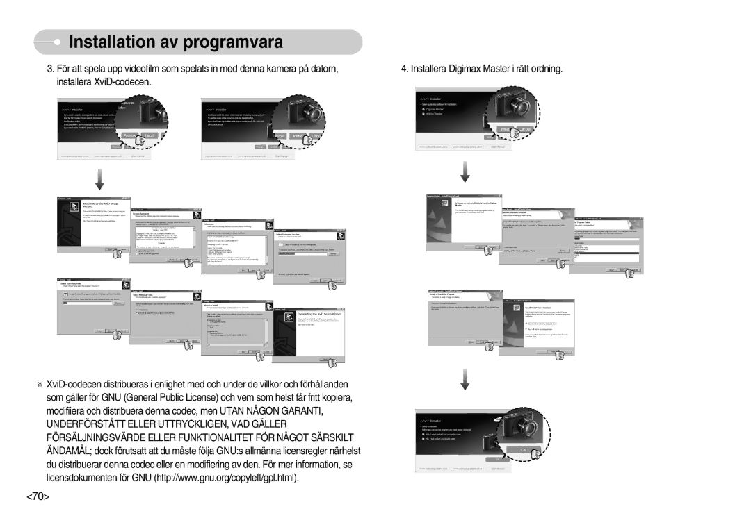 Samsung EC-NV7ZZBBC/E2, EC-NV7ZZBBC/DE, EC-NV7ZZBBB/E2, EC-NV7ZZBBA/FI manual Installation av programvara 