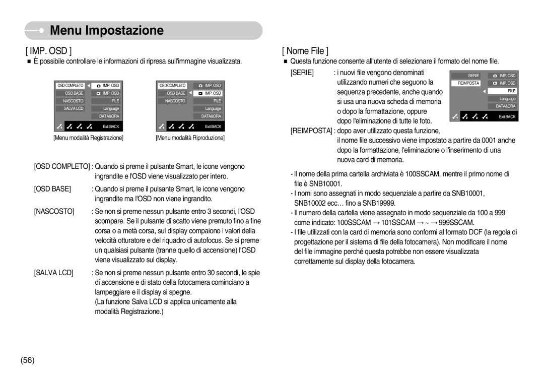 Samsung EC-NV7ZZBBB/IT, EC-NV7ZZBBC/DE, EC-NV7ZZBBA/IT, EC-NV7ZZBBC/E1 manual Nome File, Nascosto 