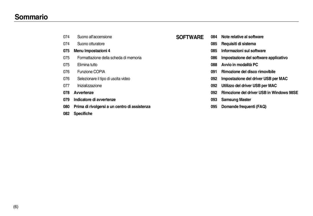 Samsung EC-NV8ZZSBA/E1, EC-NV8ZZBBA/E1, EC-NV8ZZSDA/E3, EC-NV8ZZBDA/E3, EC-NV8ZZSBA/IT, EC-NV8ZZBBA/IT manual Software 