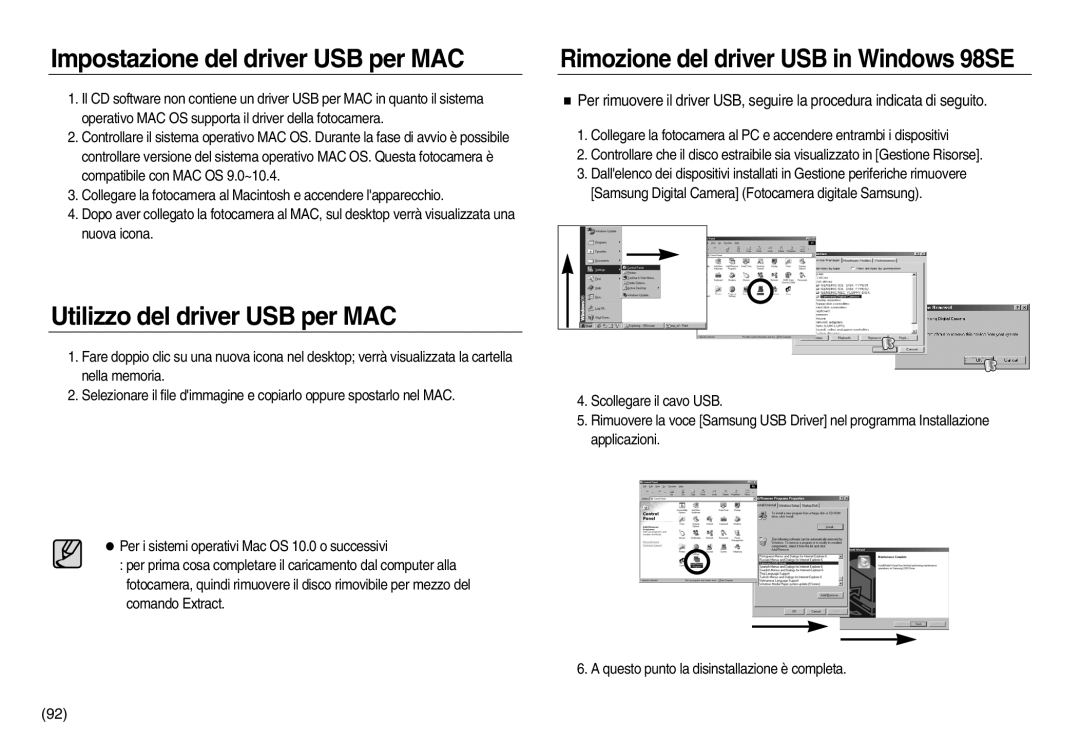 Samsung EC-NV8ZZBDA/E3, EC-NV8ZZBBA/E1, EC-NV8ZZSBA/E1 Impostazione del driver USB per MAC, Utilizzo del driver USB per MAC 