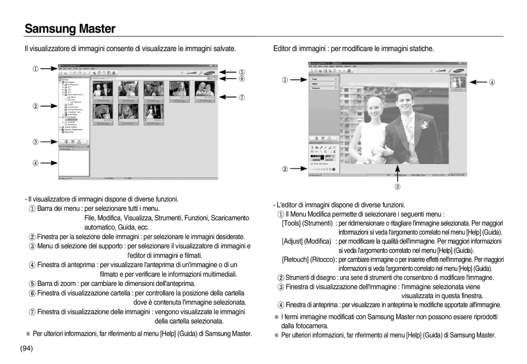 Samsung EC-NV8ZZBBA/IT, EC-NV8ZZBBA/E1, EC-NV8ZZSBA/E1 manual Editor di immagini per modificare le immagini statiche 