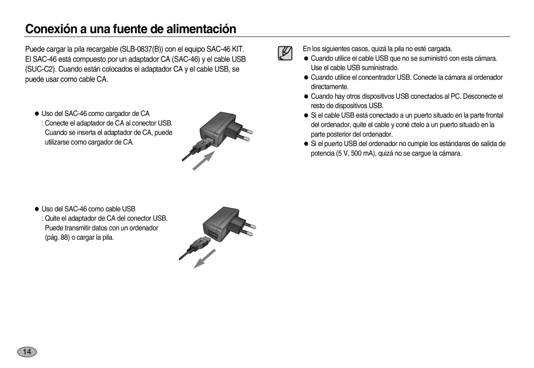 Samsung EC-NV8ZZRBA/E1, EC-NV8ZZBBA/E1, EC-NV8ZZSBA/E1, EC-NV8ZZSDA/E3, EC-NV8ZZBDA/E3 Conexión a una fuente de alimentación 