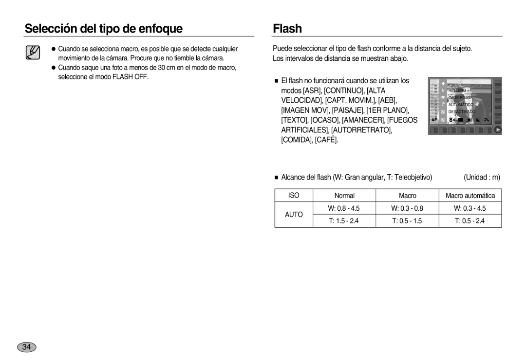 Samsung EC-NV8ZZRBA/E1, EC-NV8ZZBBA/E1, EC-NV8ZZSBA/E1, EC-NV8ZZSDA/E3, EC-NV8ZZBDA/E3, EC-NV8ZZSBA/AS manual Flash, Unidad m 