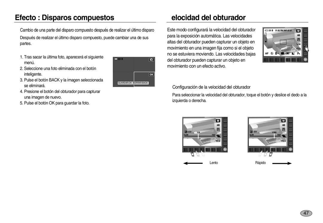 Samsung EC-NV8ZZSBA/GB, EC-NV8ZZBBA/E1, EC-NV8ZZSBA/E1, EC-NV8ZZSDA/E3, EC-NV8ZZBDA/E3, EC-NV8ZZSBA/AS Velocidad del obturador 