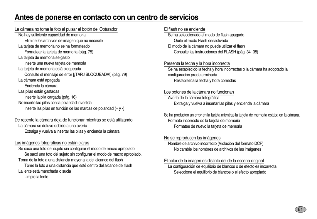 Samsung EC-NV8ZZSDA/E3, EC-NV8ZZBBA/E1, EC-NV8ZZSBA/E1 manual Antes de ponerse en contacto con un centro de servicios 