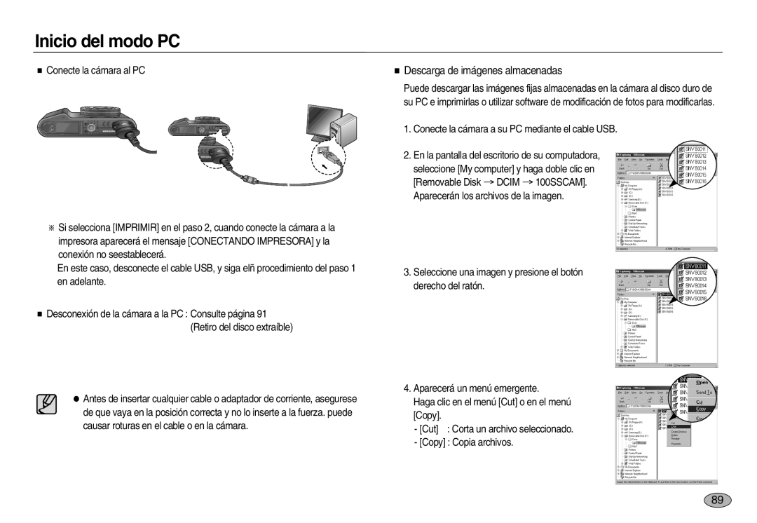 Samsung EC-NV8ZZBBA/E1, EC-NV8ZZSBA/E1, EC-NV8ZZSDA/E3, EC-NV8ZZBDA/E3, EC-NV8ZZSBA/AS manual Descarga de imágenes almacenadas 